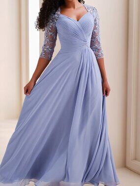 NWT Cameron Blake CB824 Mother of the Bride Sleeve Gown Powder Blue Size 12